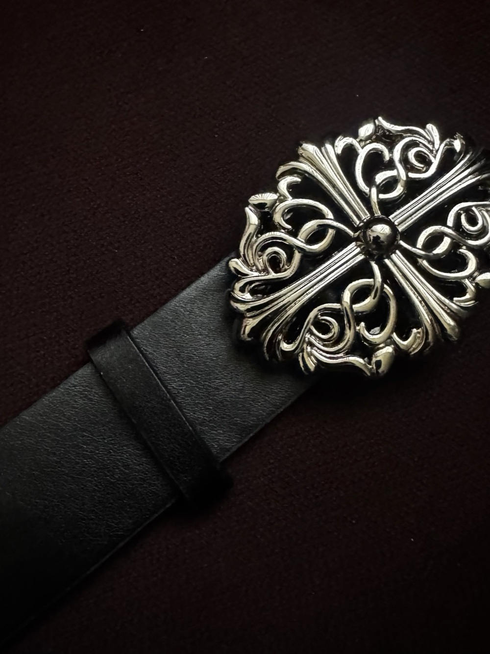 Chrome Hearts Inspired Leather Black Belt